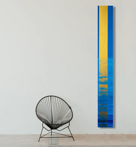 dallanges_gallerie_totems_rectangles art contemporary vertical wall art happiness blue and yellow