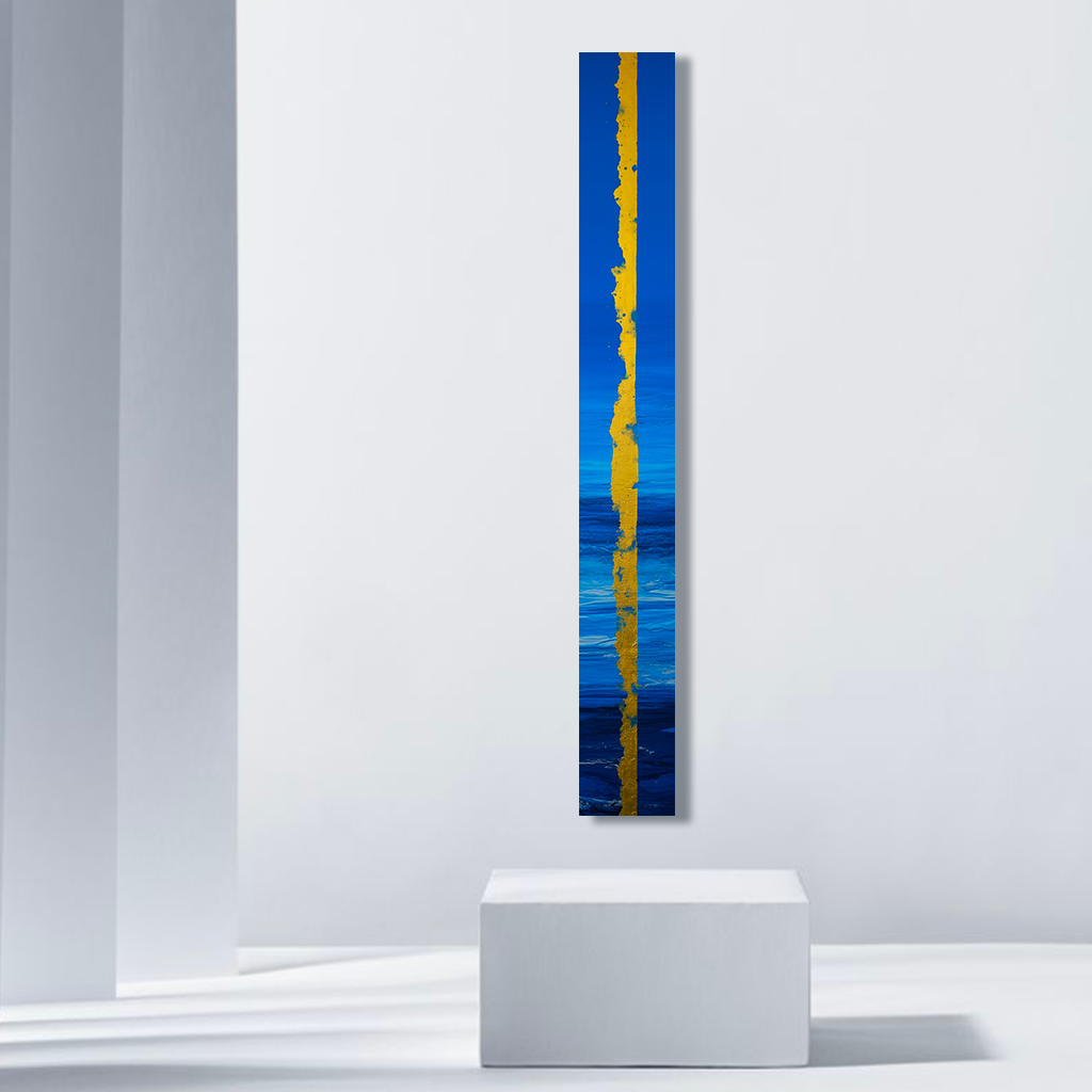 dallanges-contemporary-art-vertical_wall_art_totem-gold-stripes_blue_and_yellow_3B interior